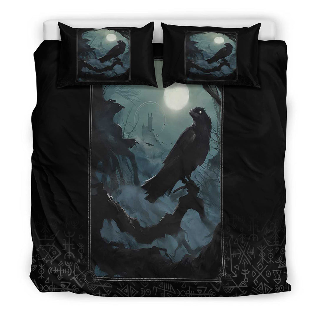 Viking Bedding Set Raven and Viking Gothic Style