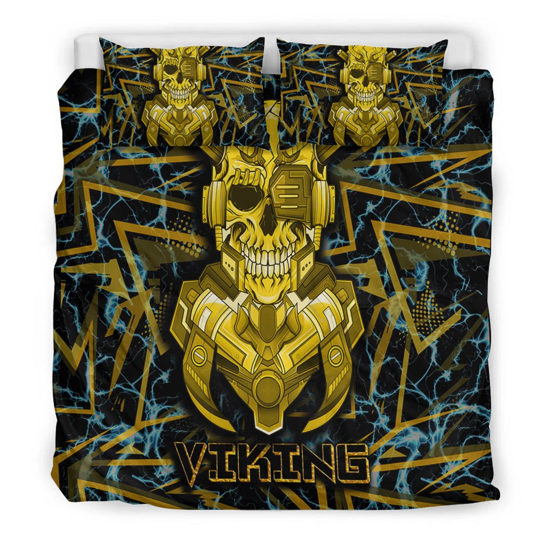 Viking Bedding Set Viking 3D Warrior Robo Gold Pattern