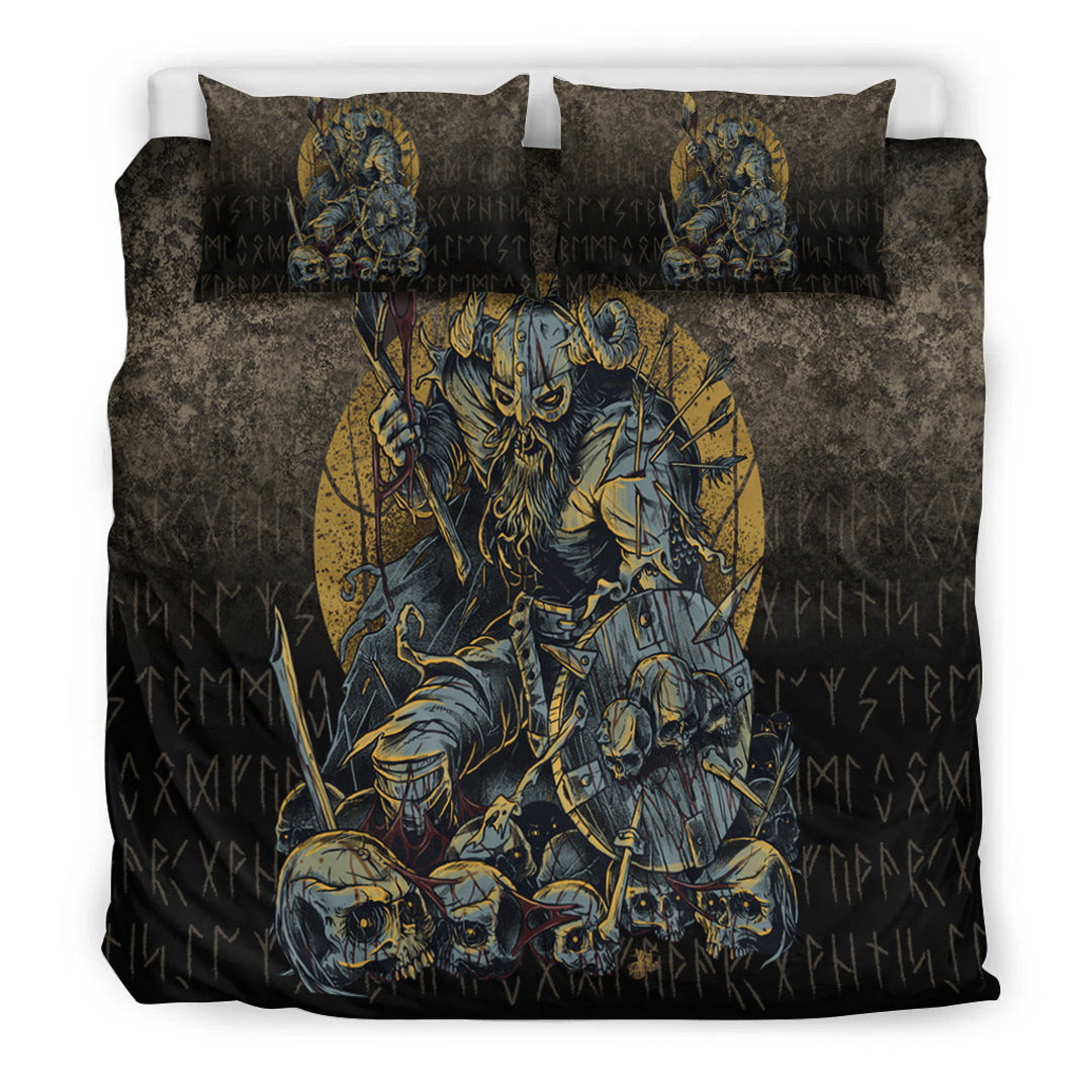 Viking Bedding Set Viking Warrior with Skulls