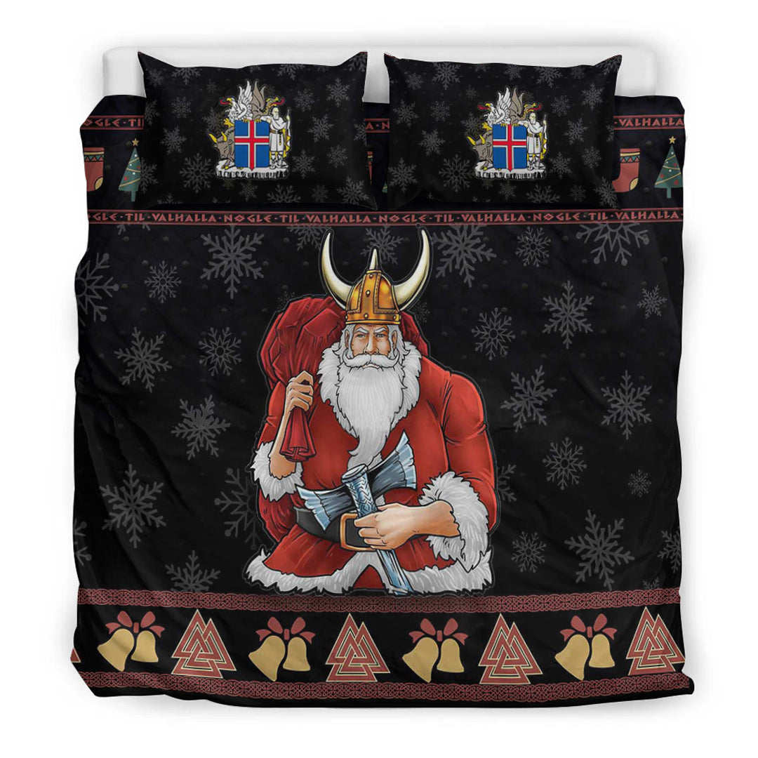 Viking Bedding Set Christmas Iceland Santa