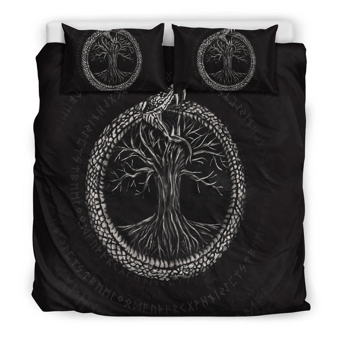 Viking Bedding Set Ouroboros with Tree of Life