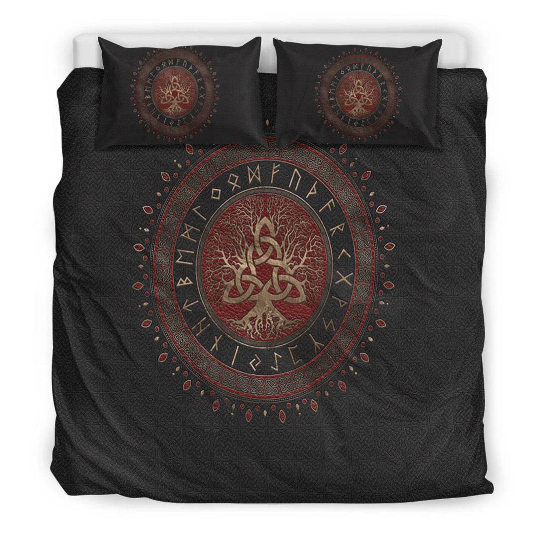 Viking Bedding Set Tree of Life with Triquetra