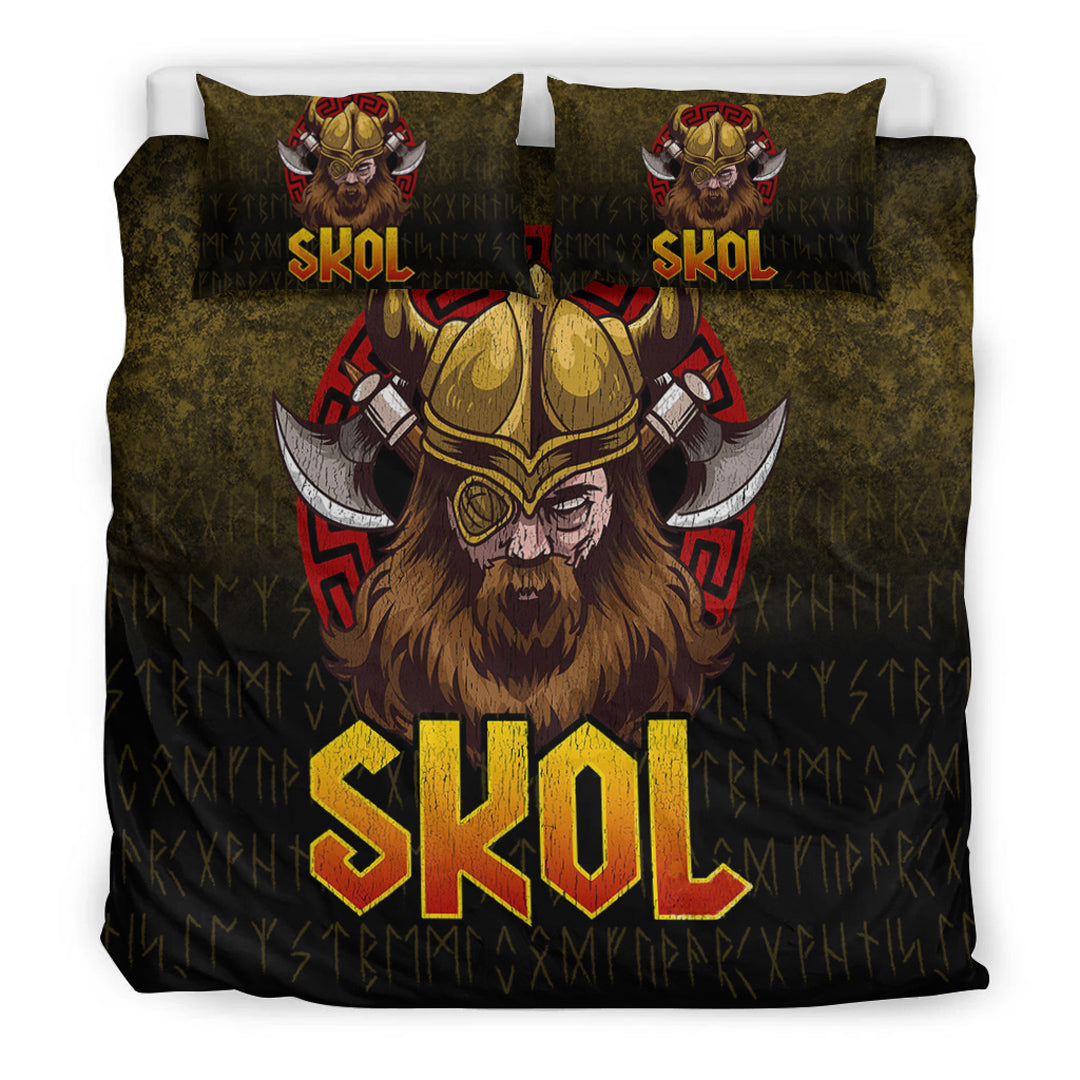 Viking Bedding Set Skol Viking Beer Norse Mythology Warrior Drinking