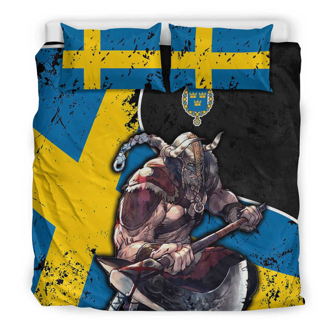 Viking Bedding Set Sweden Warrior Brush Style