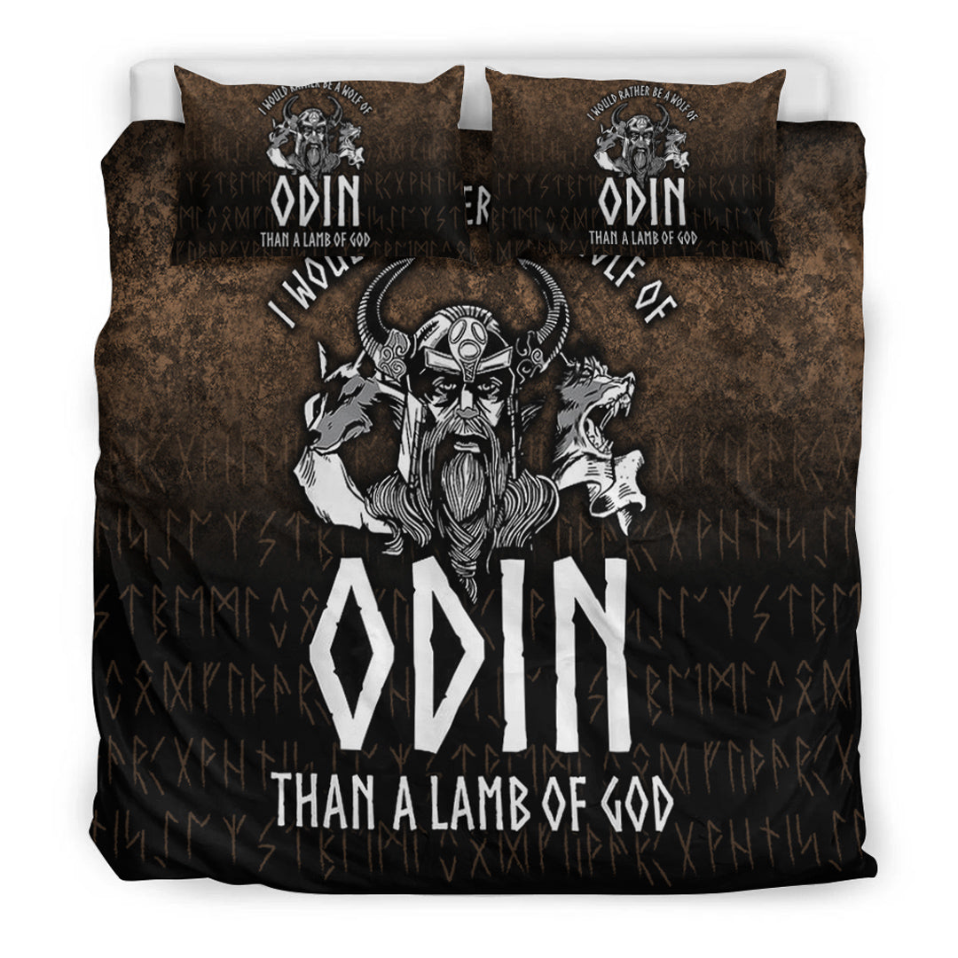 Viking Bedding Set I Would Rather Be A Wolf Of Odin Than A Lamb Of God