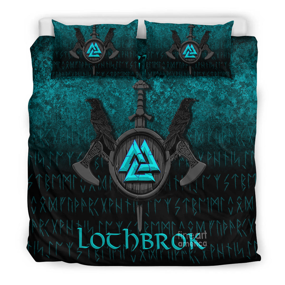 Viking Bedding Set Ragnar Lothbrok Ragnar Lodbrok Viking Warrior Cyan Version