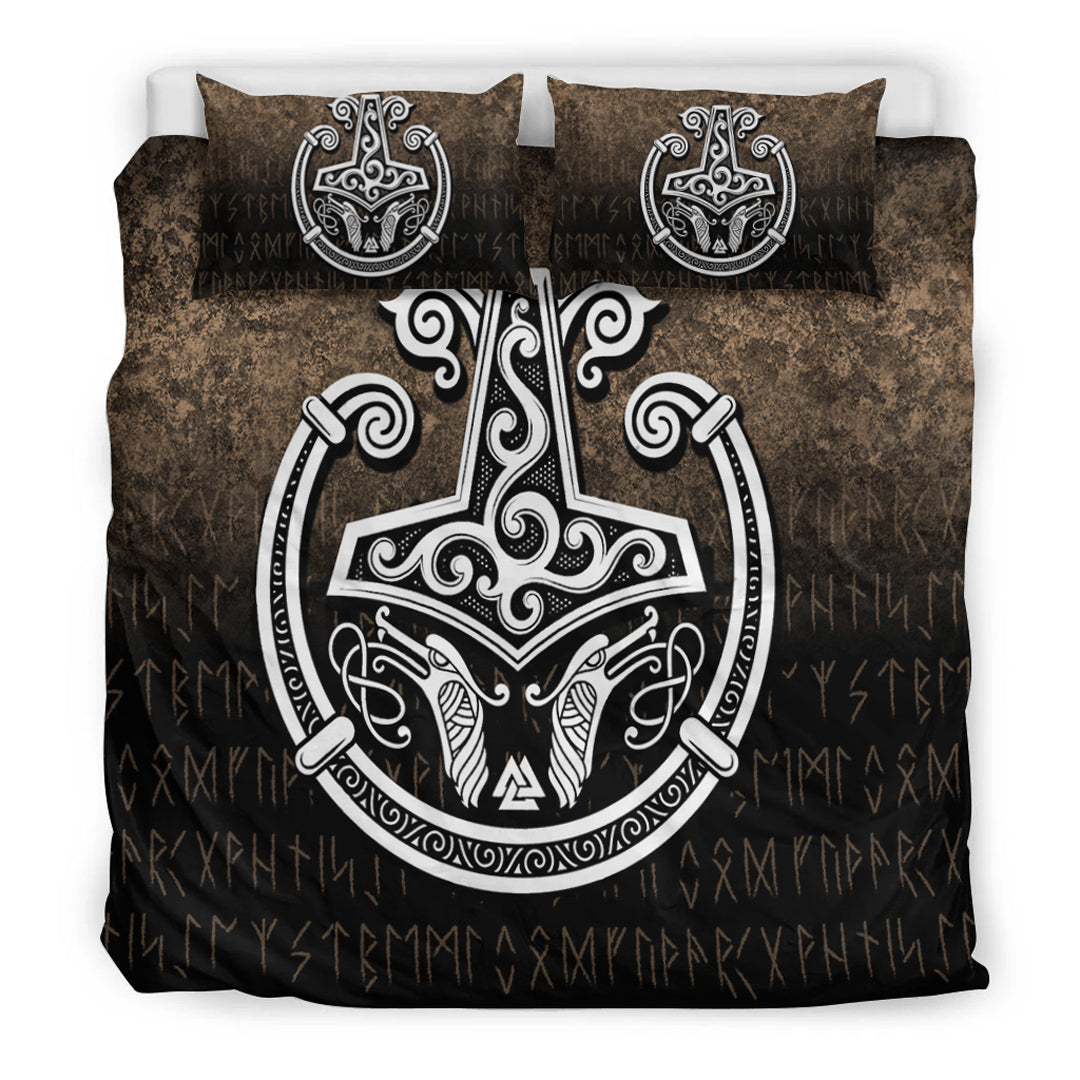 Viking Bedding Set Thors Hammer Mjolnir Viking Torc Norse Pagan