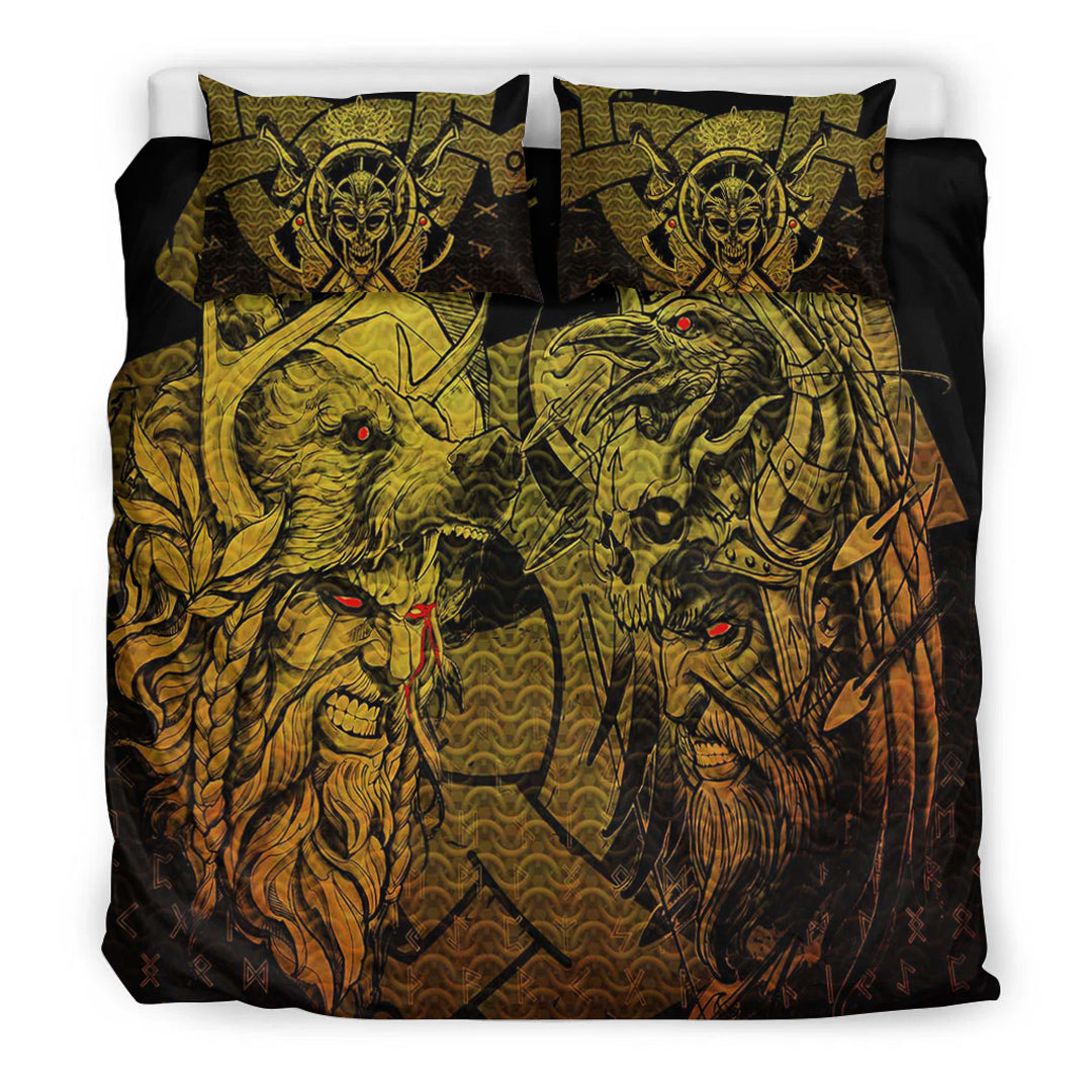 Viking Bedding Set Norse Warrior Berserker Gold