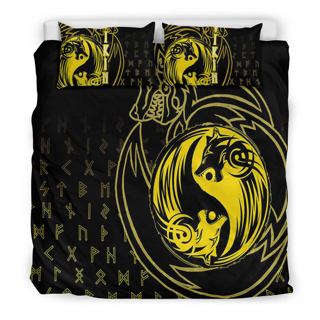 Viking Bedding Set Skoll and Hati Gold