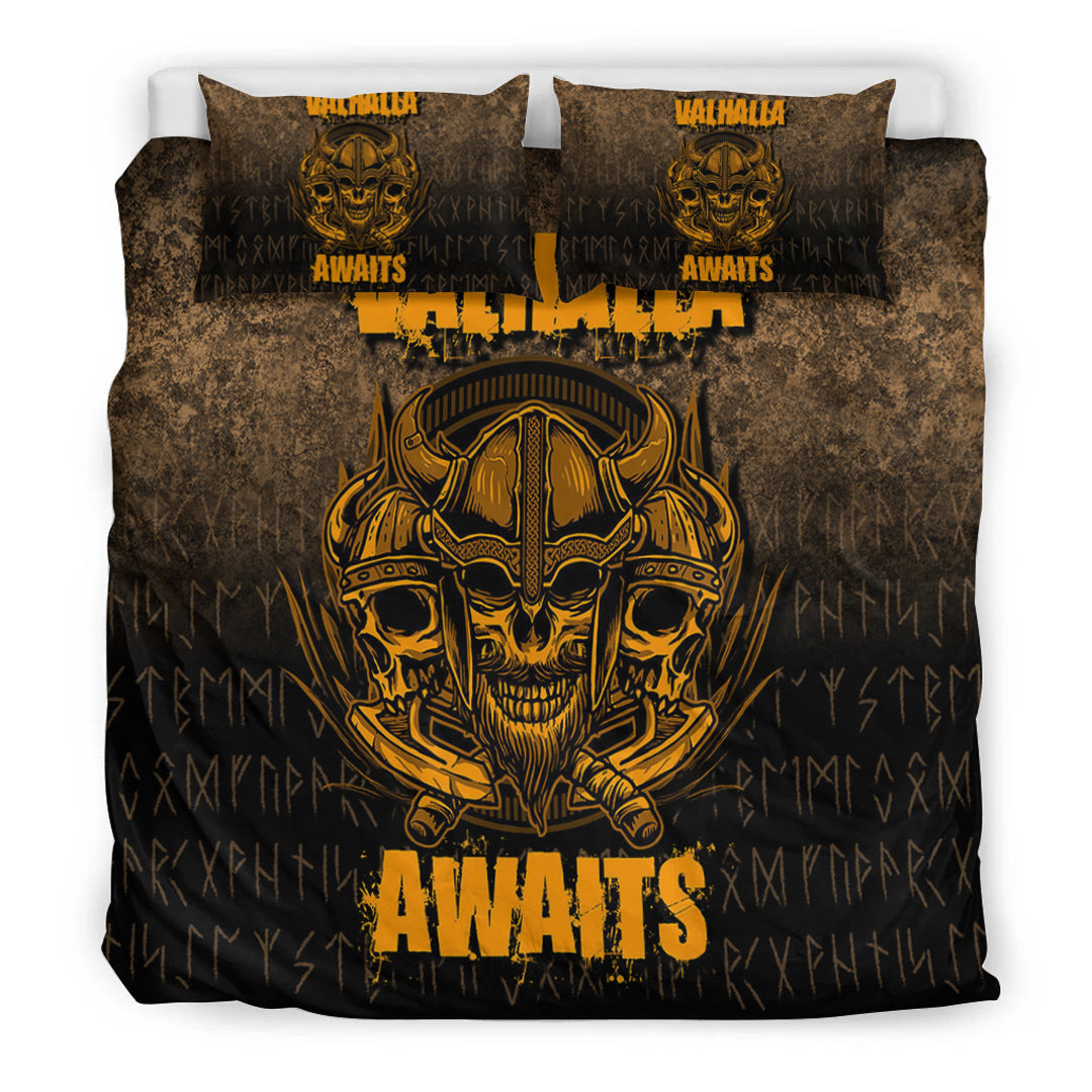 Viking Bedding Set Valhalla Awaits Warrior