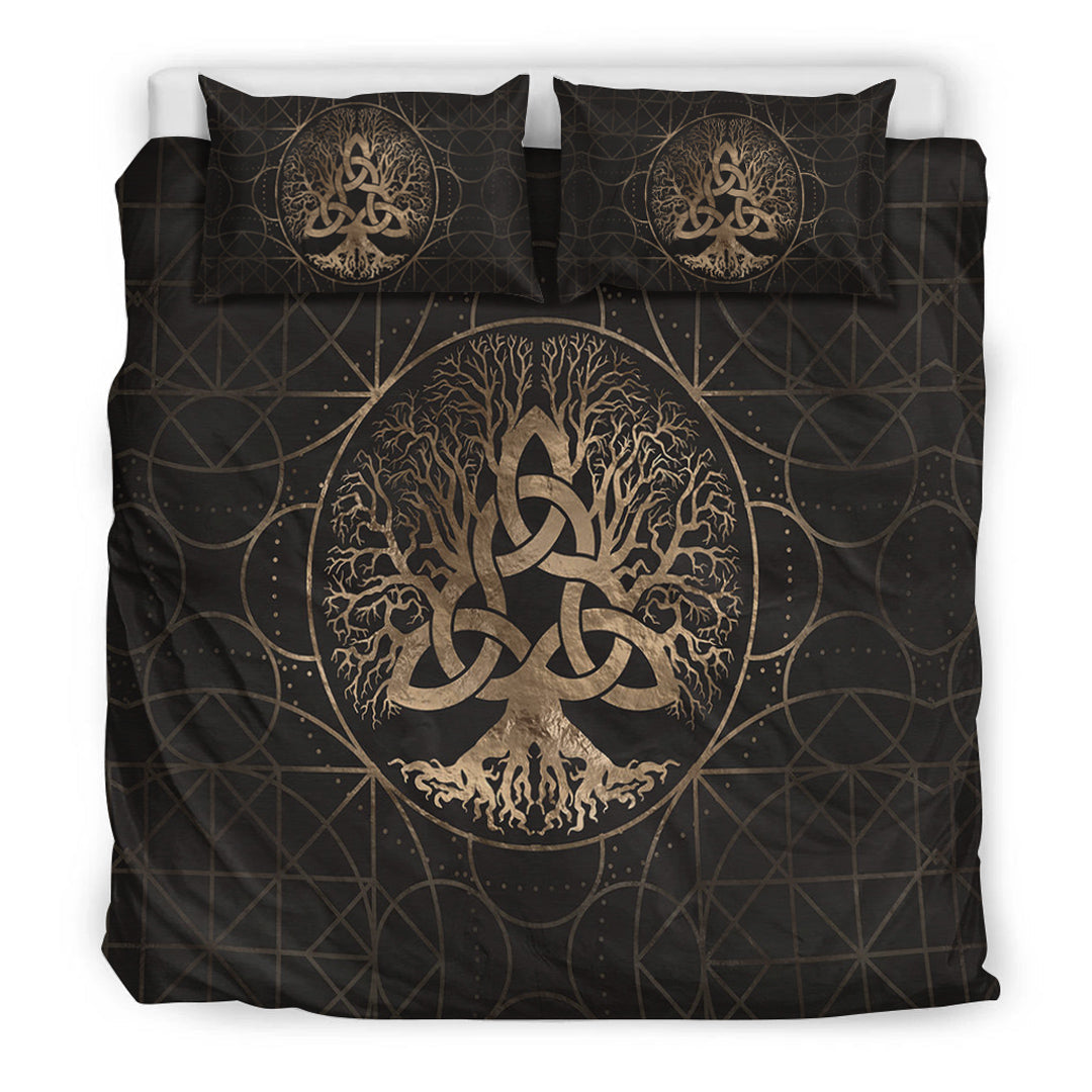 Viking Bedding Set Tree of Life Yggdrasil with Triquetra