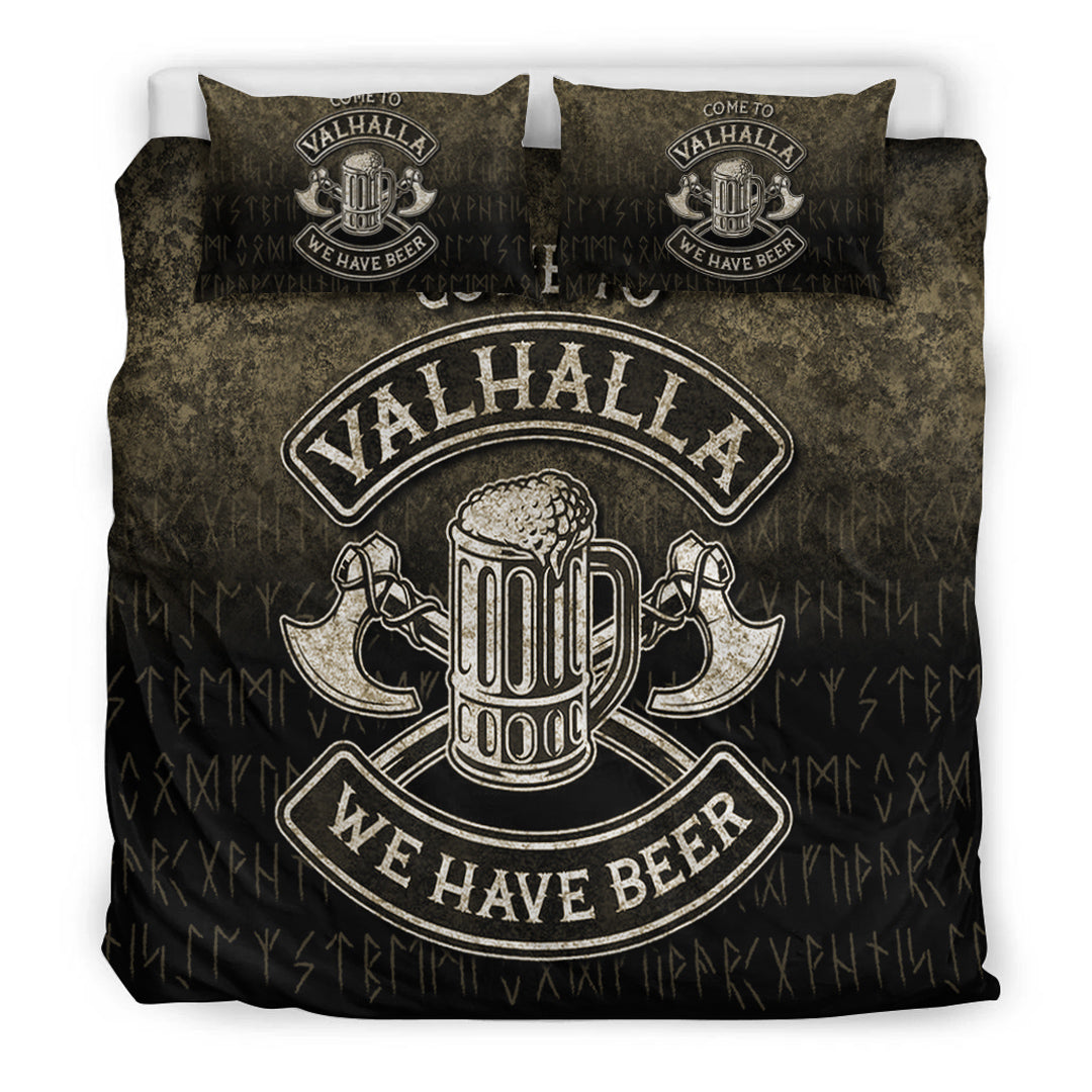 Viking Bedding Set Come To Valhalla We Have Beer Funny Nordic Viking Norse Gift