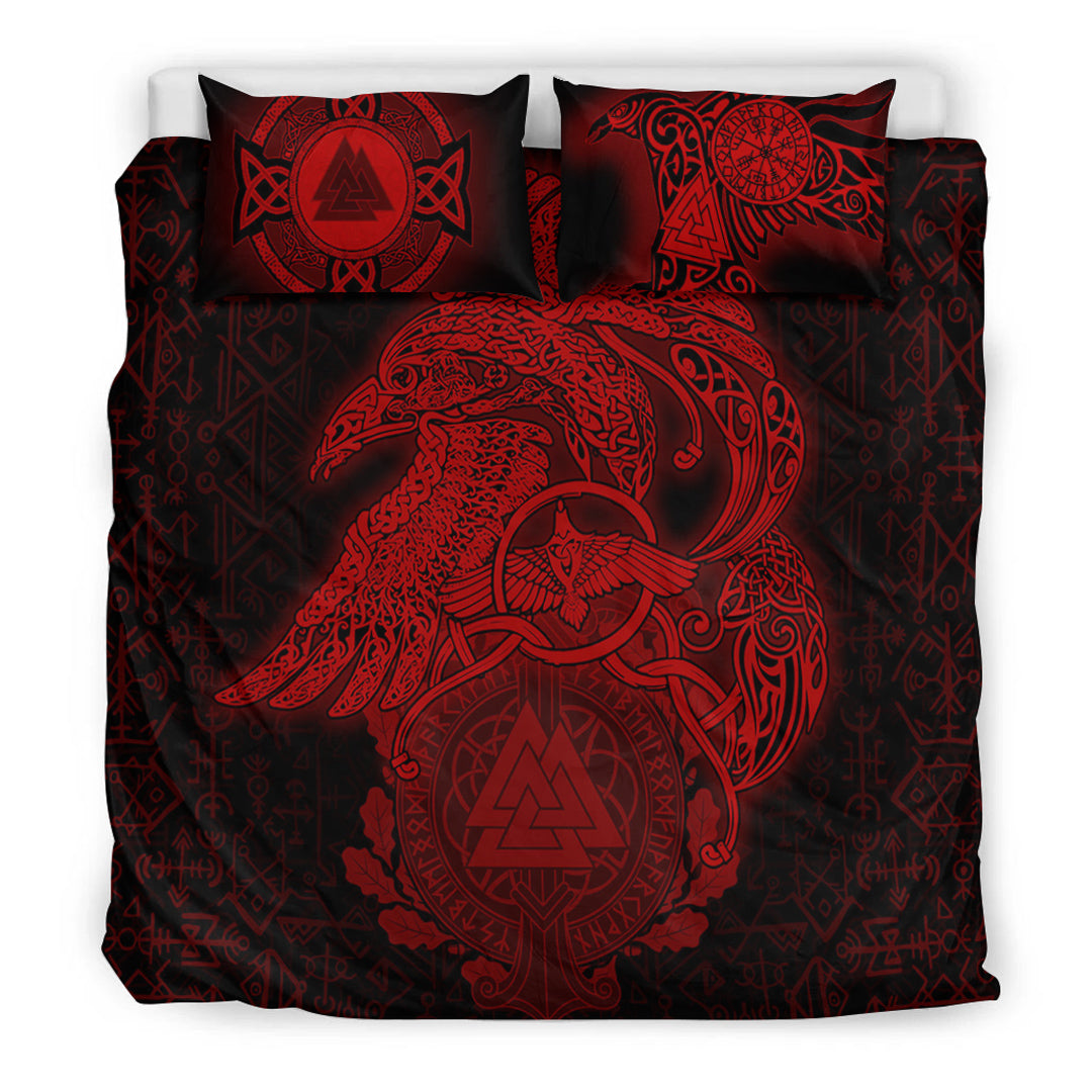 Viking Bedding Set Raven Celtic Viking Red Homeset