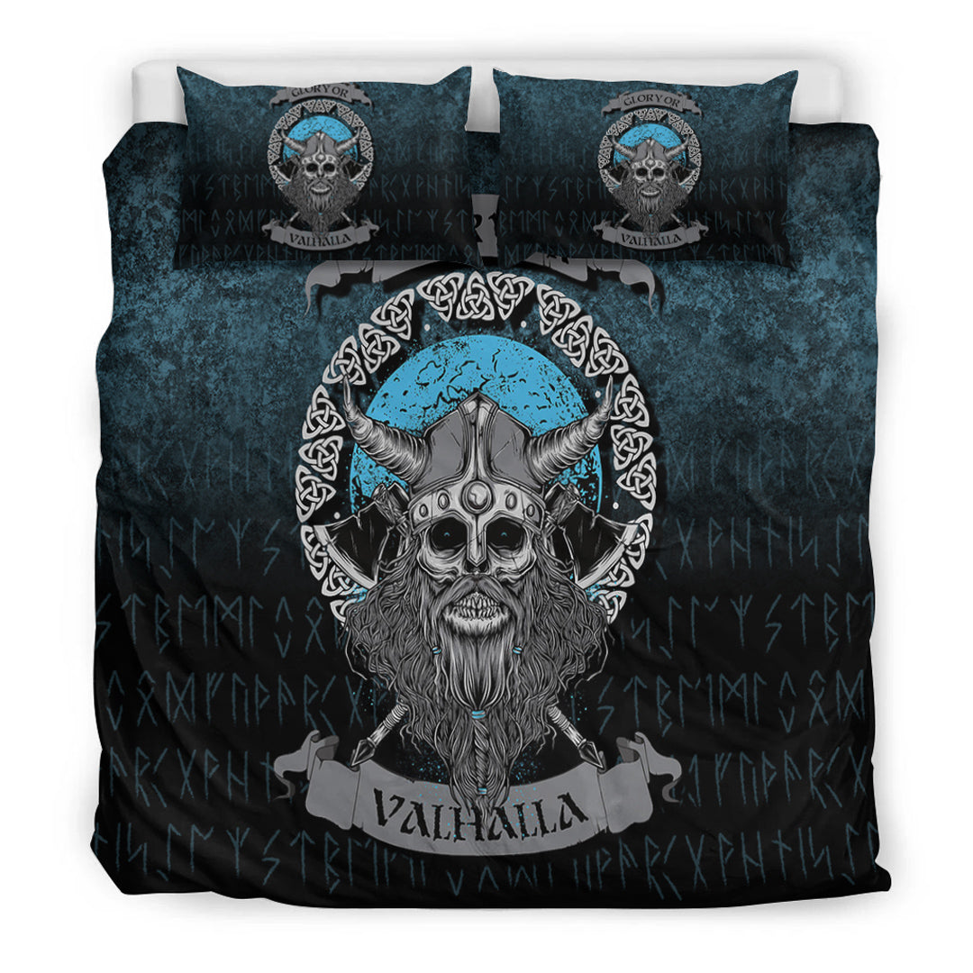 Viking Bedding Set Glory or Valhalla Viking Skull