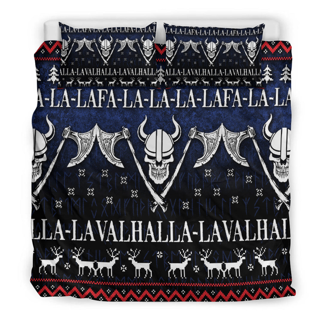 Viking Bedding Set Ugly Christmas Viking Fa La La La La Valhalla La