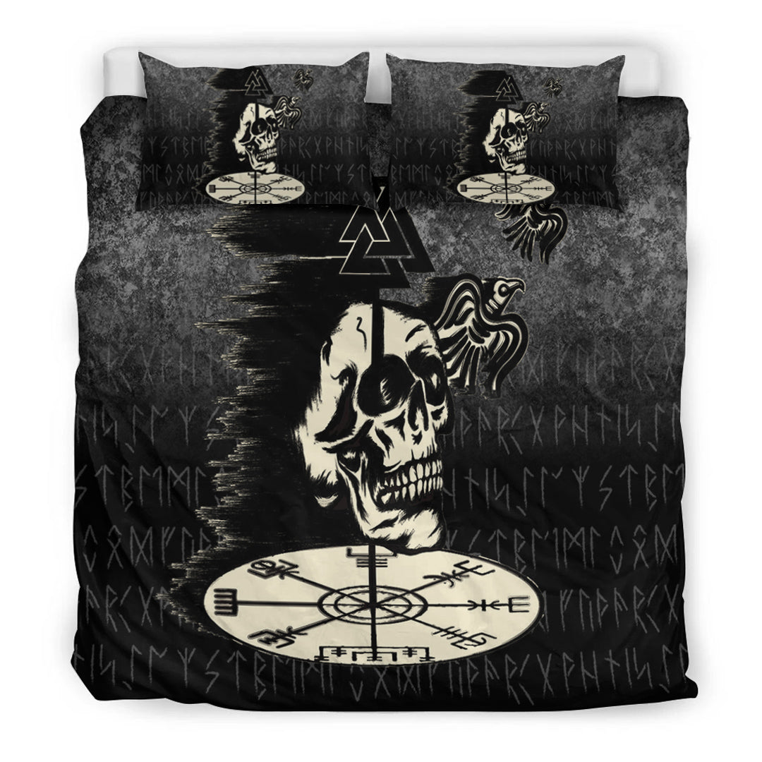 Viking Bedding Set Valhalla Skull Ravens