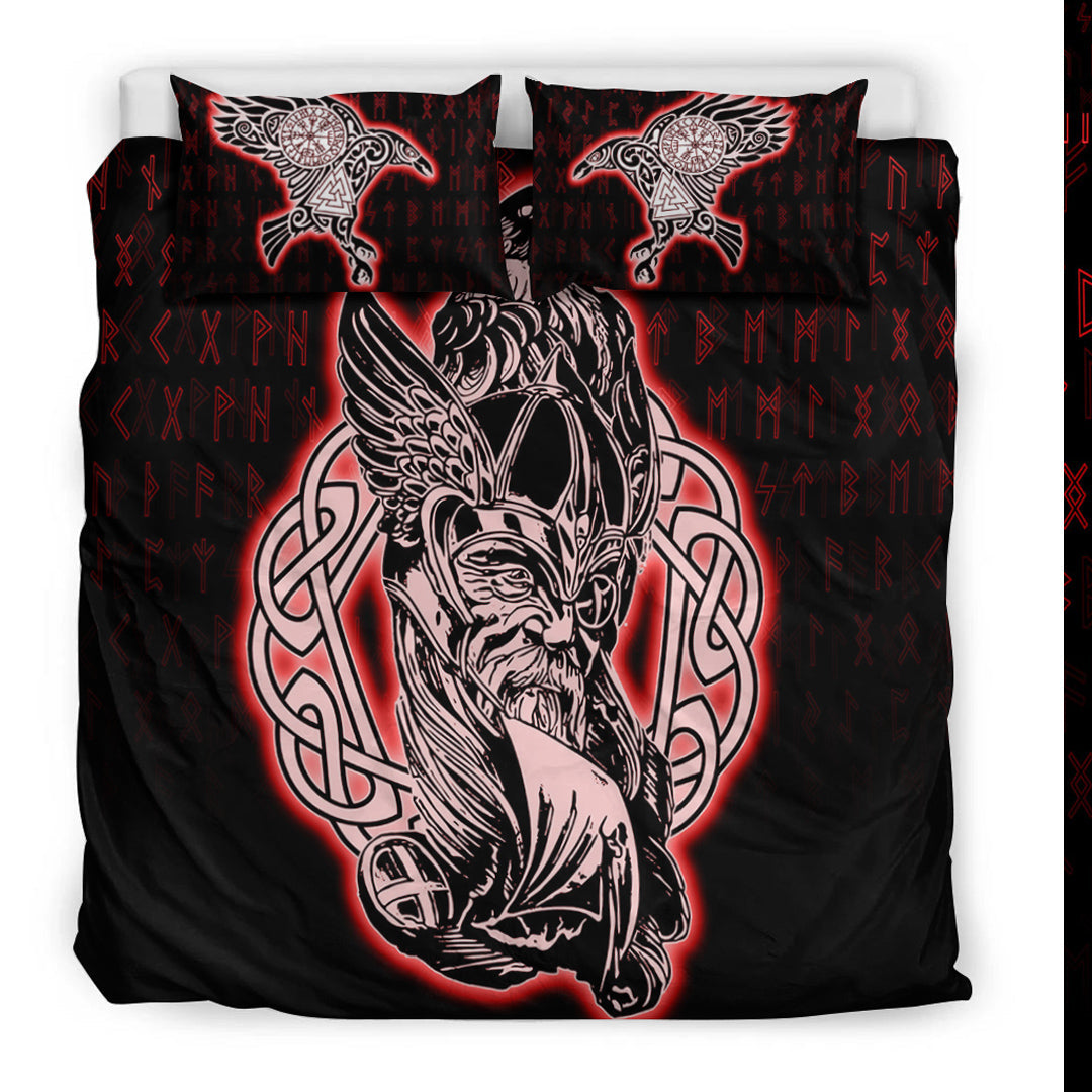 Viking Bedding Set Odin Raven Viking Set Red