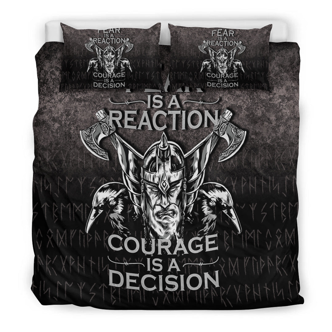 Viking Bedding Set Fear Is A Reaction Courage Is A Decision