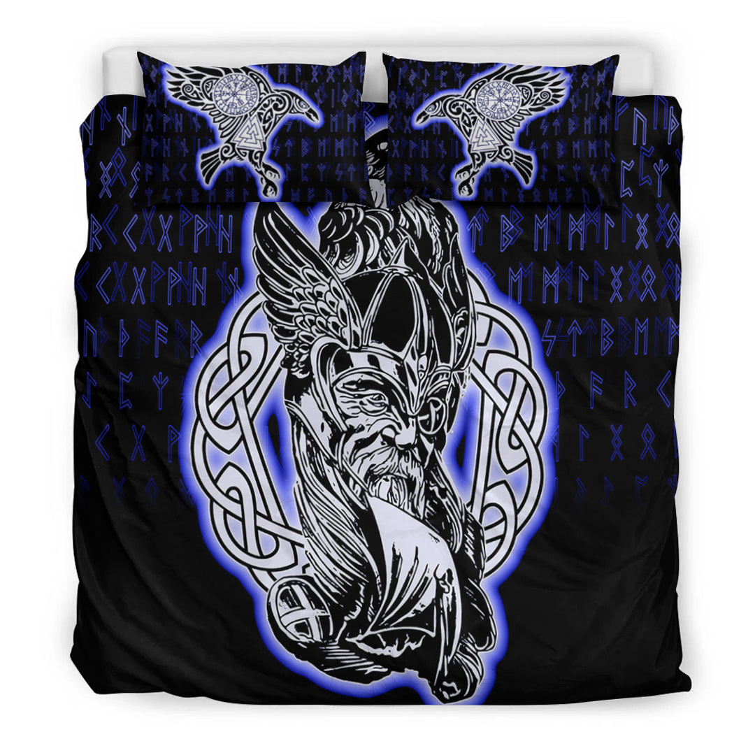 Viking Bedding Set Odin Raven Viking Set Blue