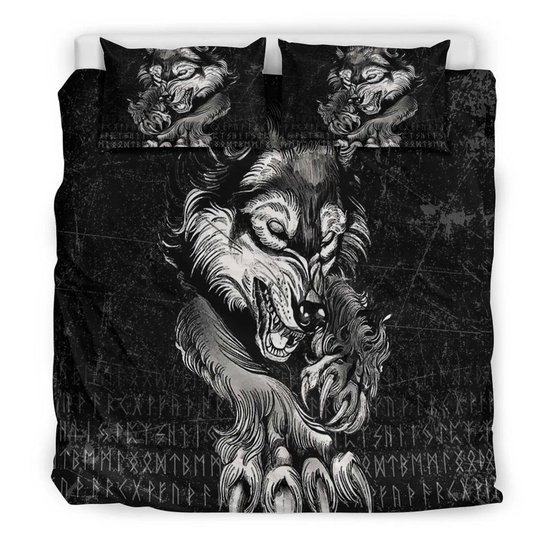 Viking Bedding Set Fenrir Wolf Lead