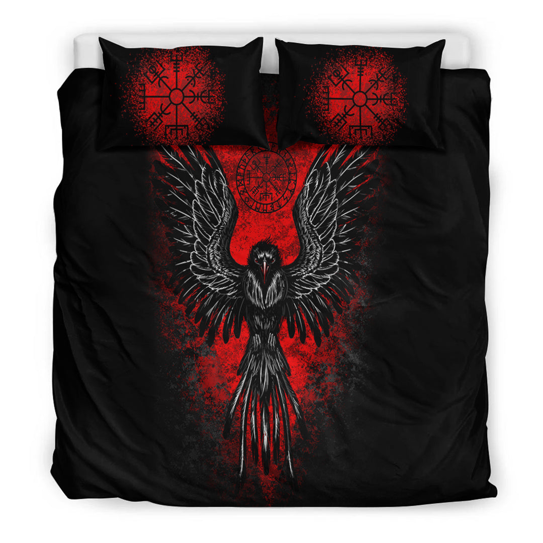 Viking Bedding Set Vegvisir Raven Blood