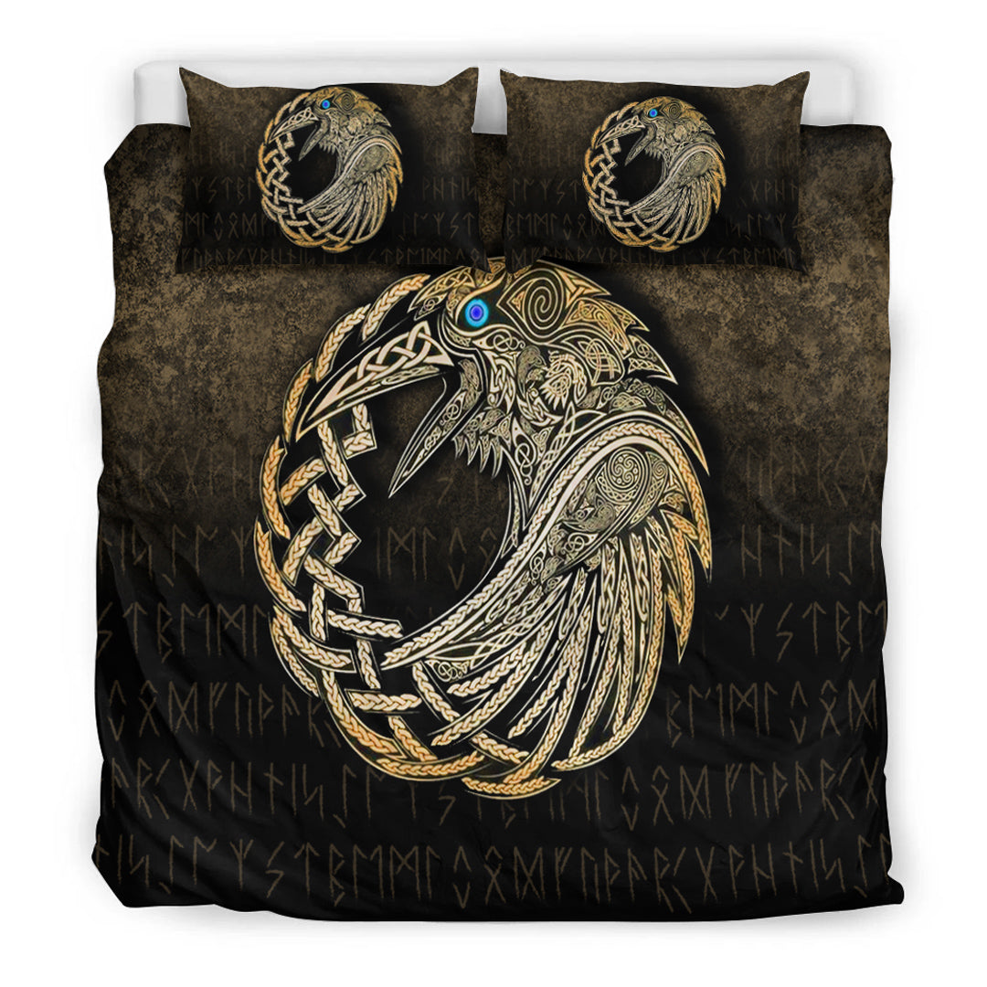 Viking Bedding Set Vikings Raven Gold Version