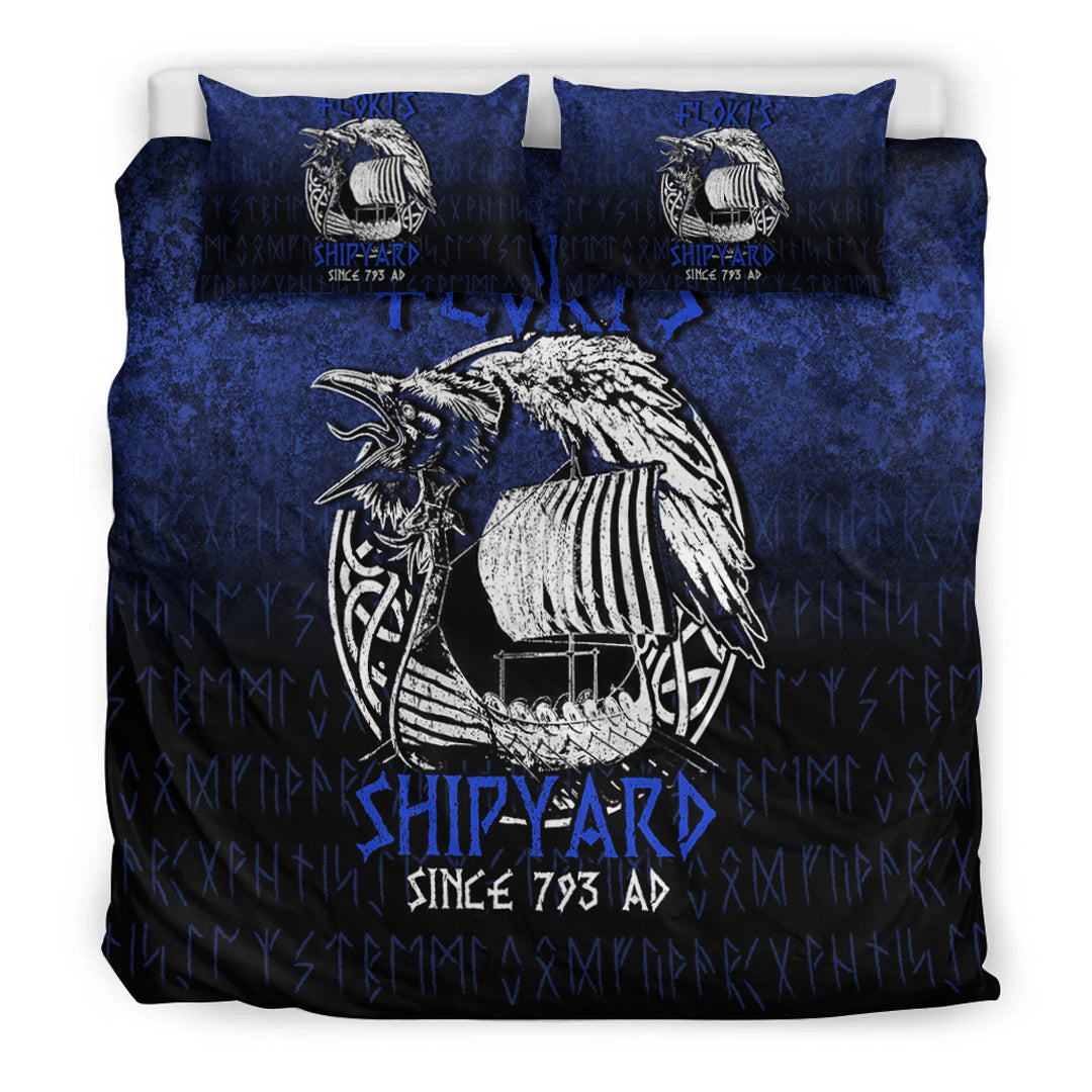 Viking Bedding Set Kattegat Longboat Raven Norse Mythology Flokis Shipyard