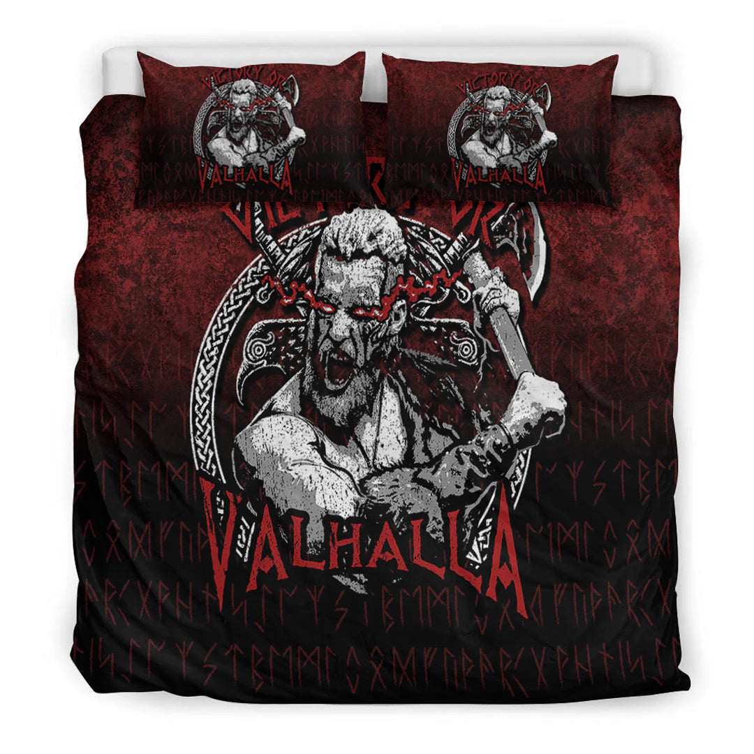 Viking Bedding Set Axe Warrior Raven Odin Thor Victory Or Valhalla