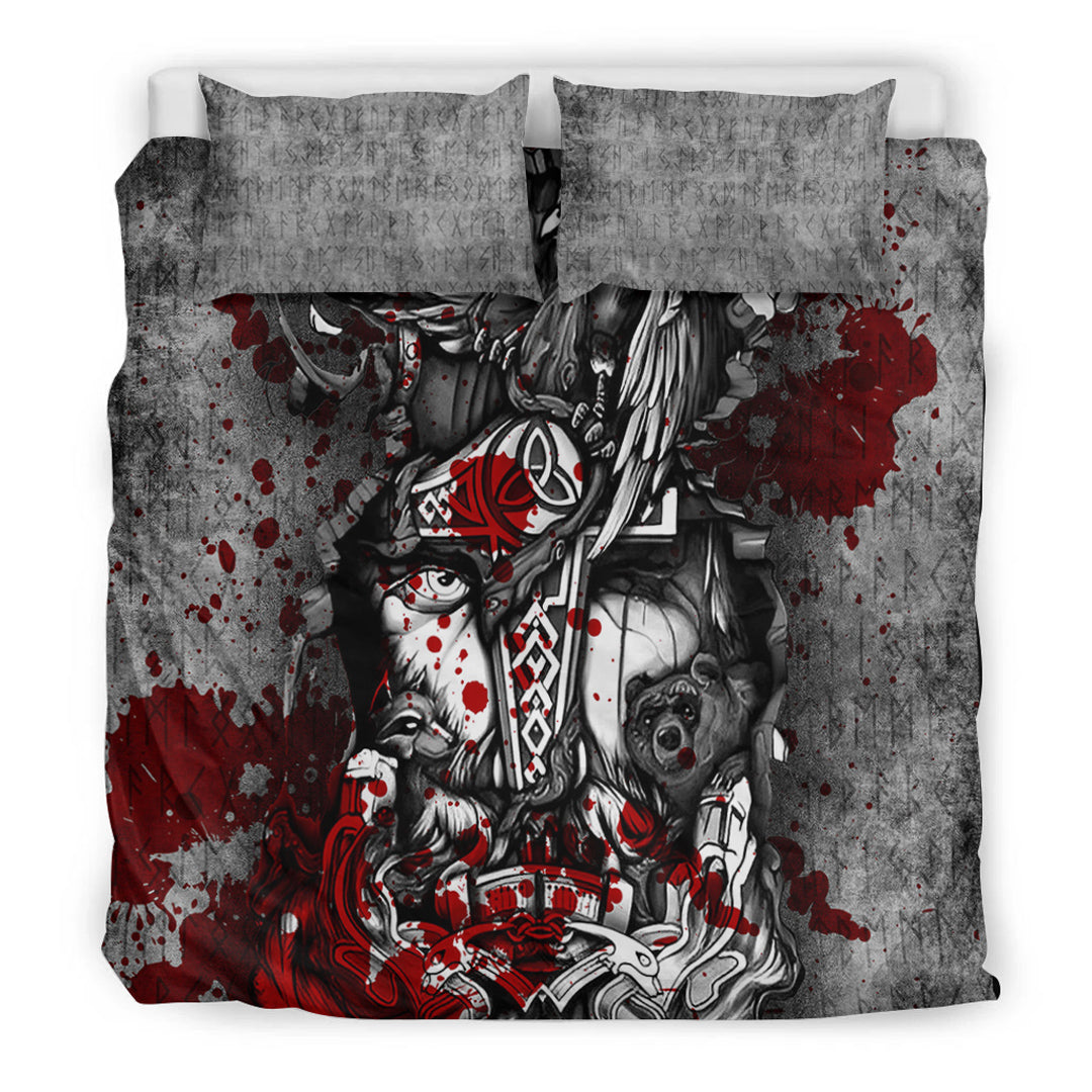 Viking Bedding Set Viking Odin Wolf Bear Raven Blood