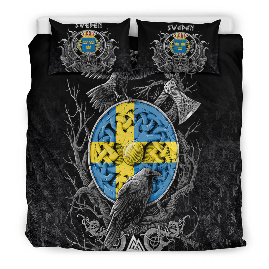 Viking Bedding Set Sweden Raven Odin Viking Country