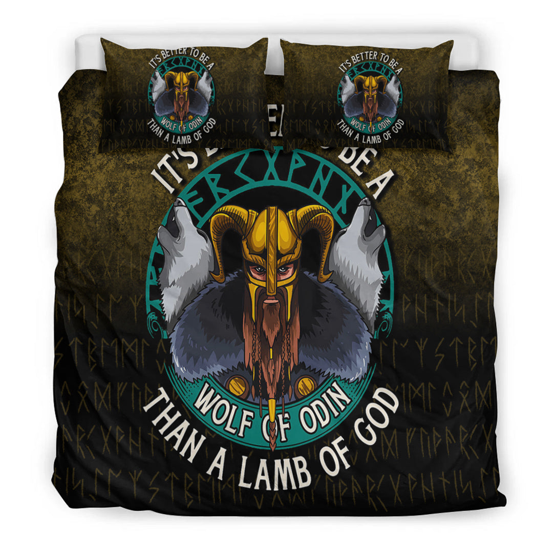 Viking Bedding Set Its Better To Be A Wolf Of Odin Than A Lamb Of God Ver02