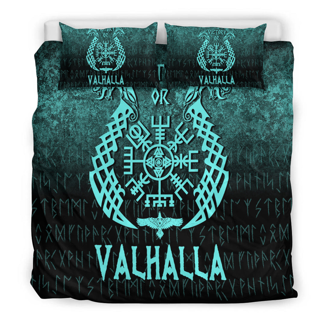 Viking Bedding Set Victory or Valhalla Cyan Version