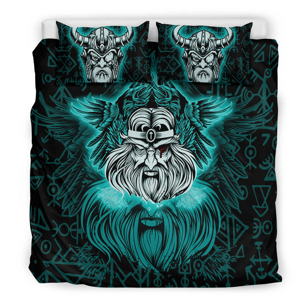 Viking Bedding Set Viking Odin Turquoise