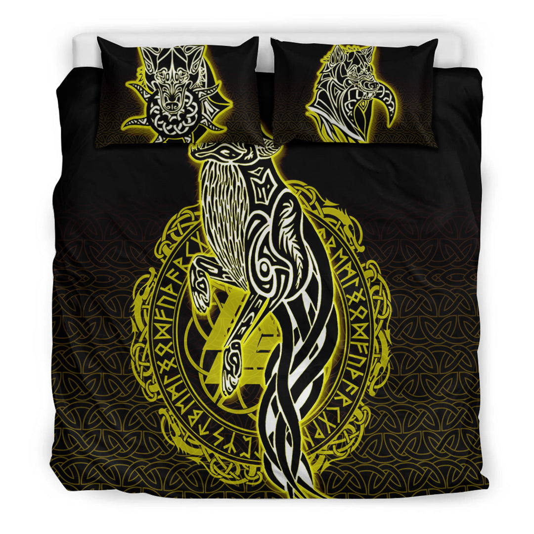 Viking Bedding Set Wolf Viking Gold