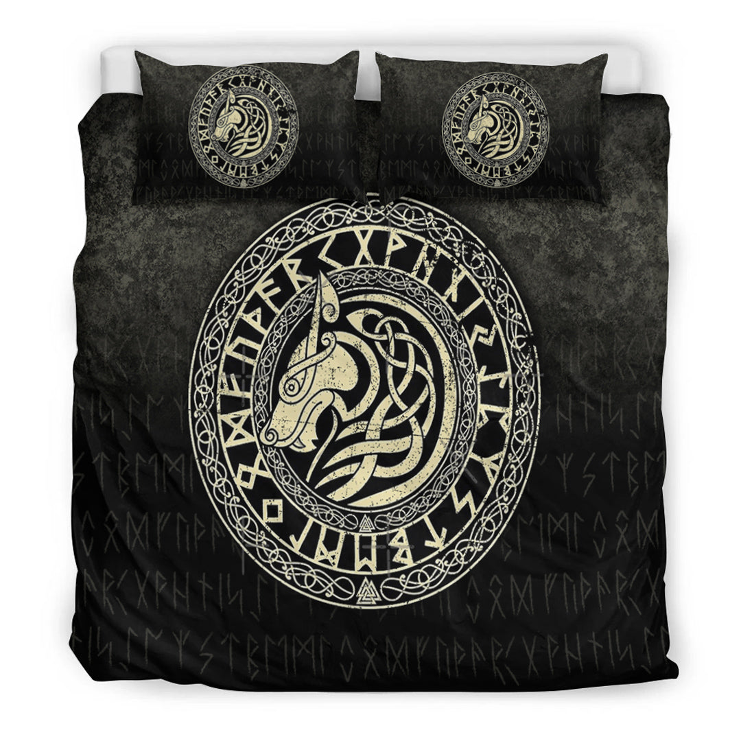 Viking Bedding Set Viking Wolf Gold Version