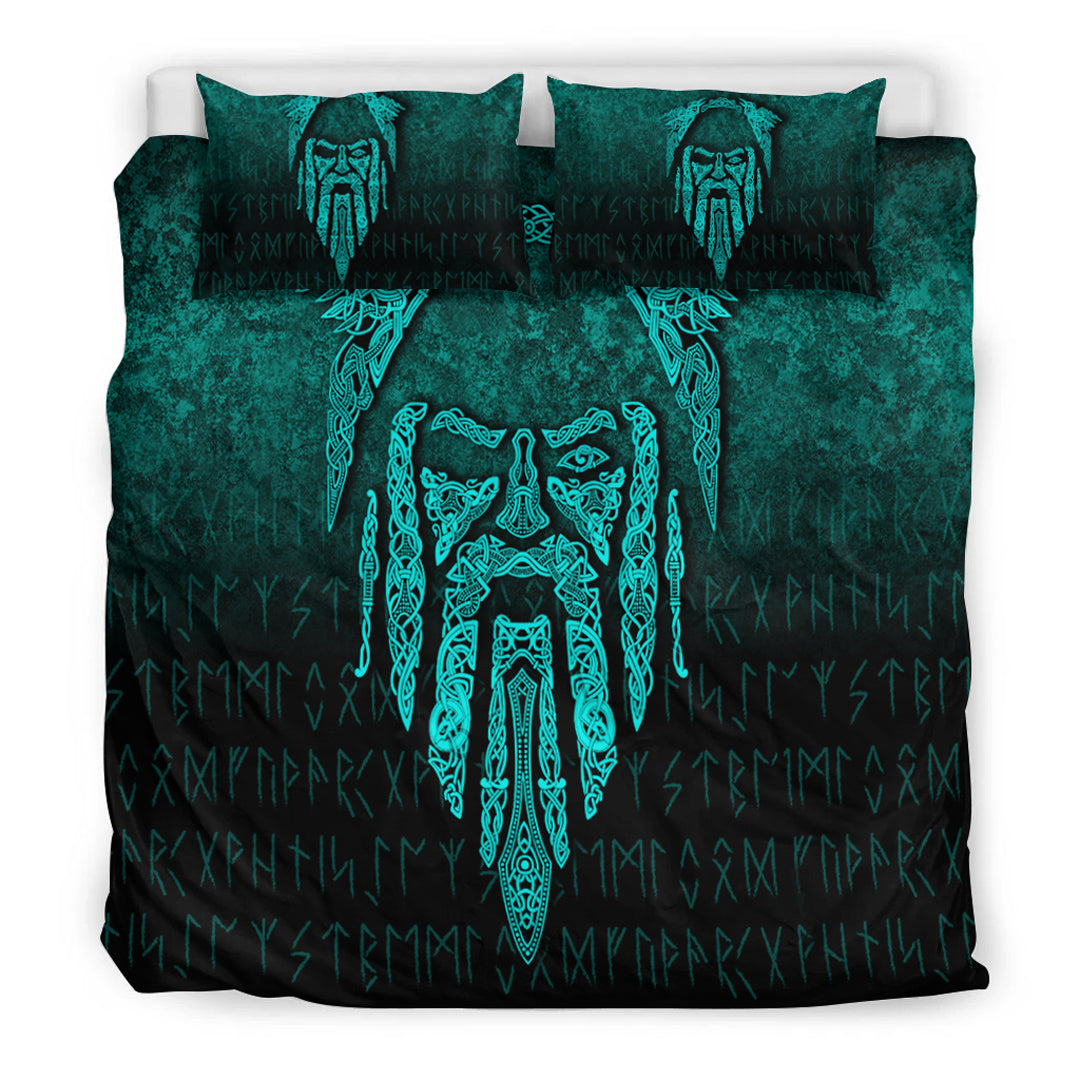 Viking Bedding Set Eye of Odin Cyan Version