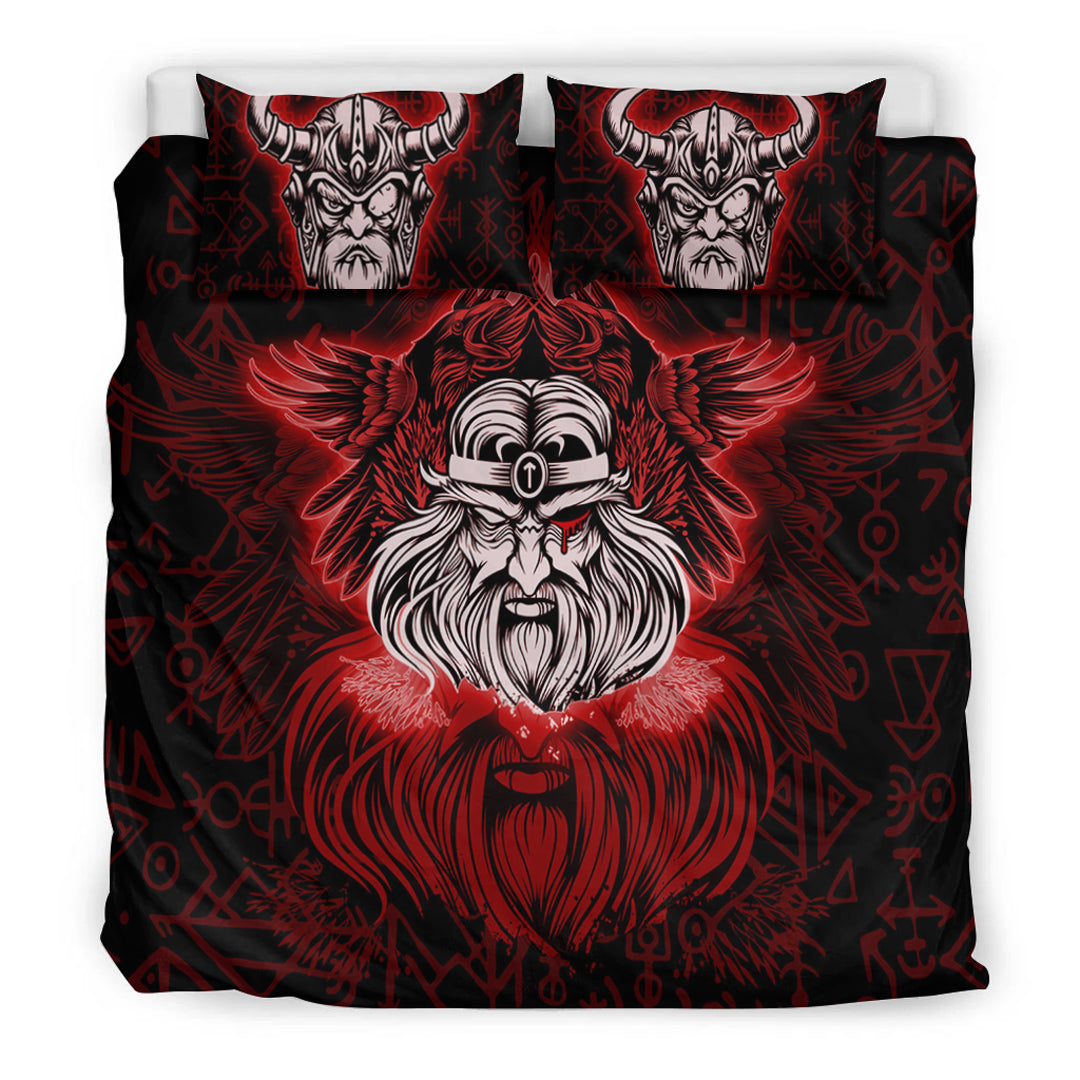 Viking Bedding Set Viking Odin Red