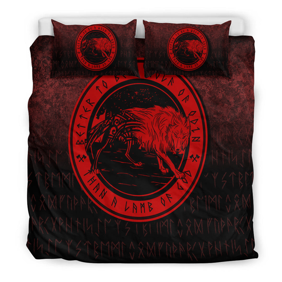 Viking Bedding Set Wolf Of Odin Red Version