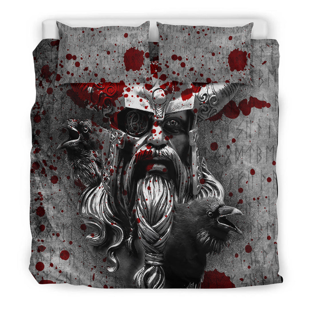 Viking Bedding Set Raven Viking Odin Blood