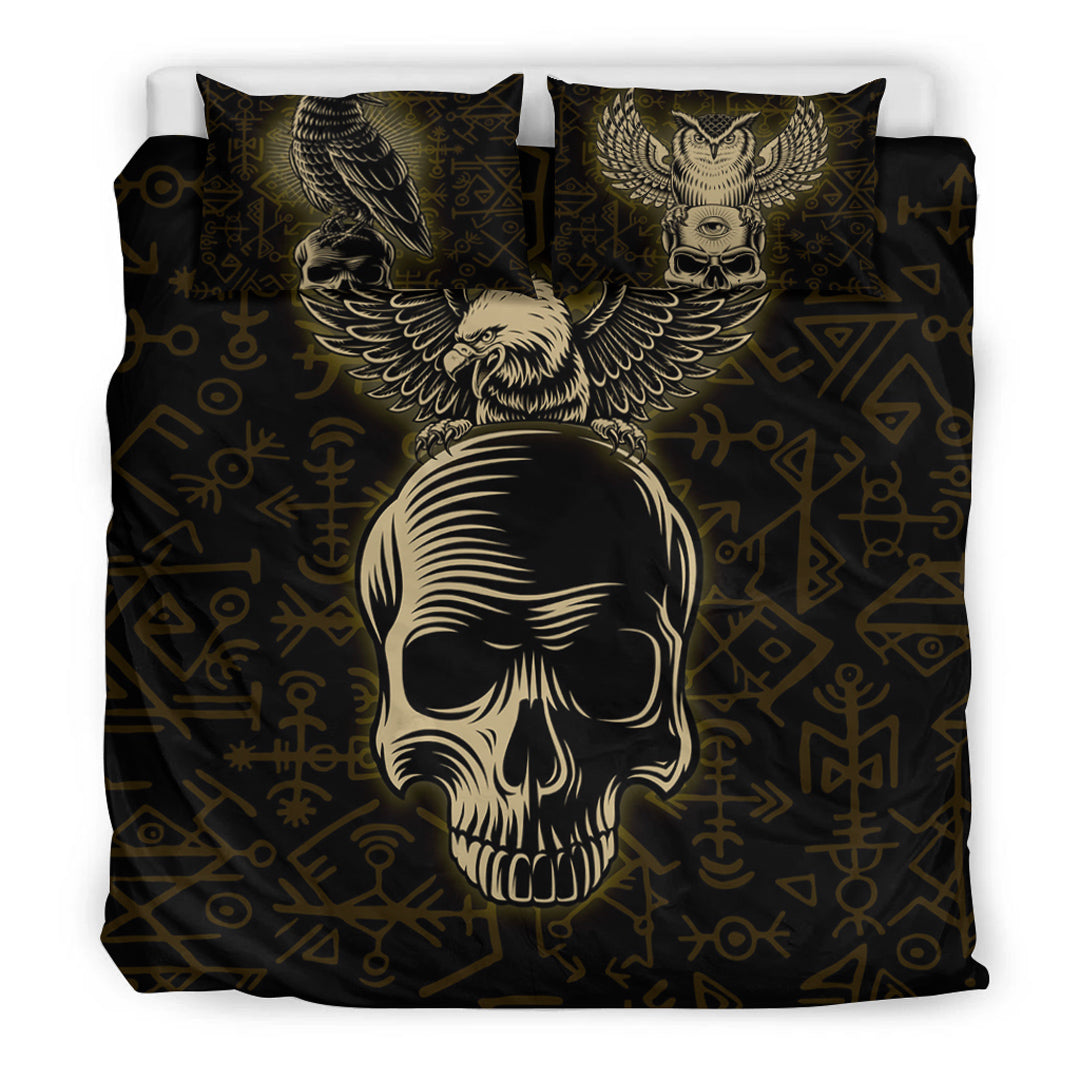 Viking Bedding Set Raven And Skull Style