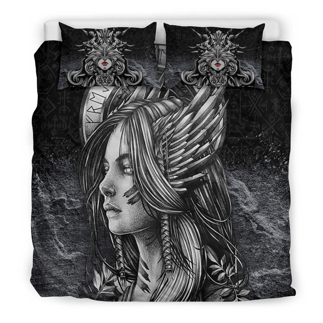 Viking Bedding Set Valkyries Sad Style