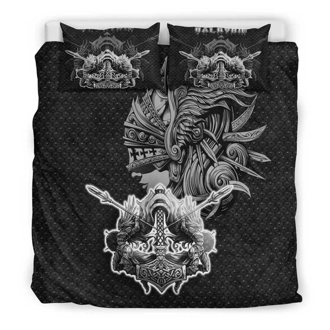 Viking Bedding Set Valkyrie Metal Background