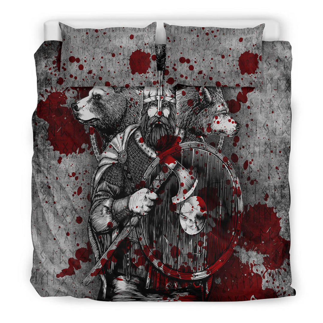 Viking Bedding Set Viking Odin Bear Raven Wolf Blood