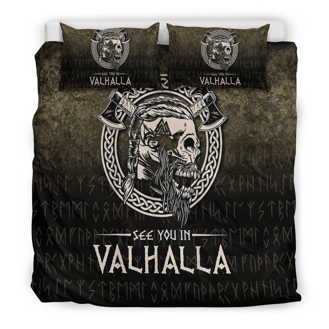 Viking Bedding Set See You In Valhalla Style