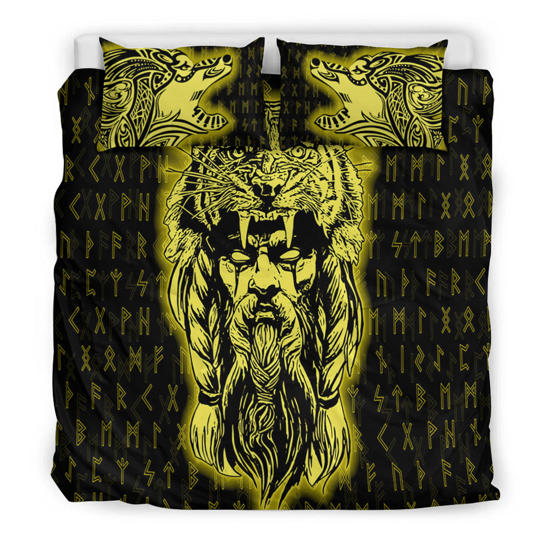 Viking Bedding Set Wolf Odin Viking Set Gold