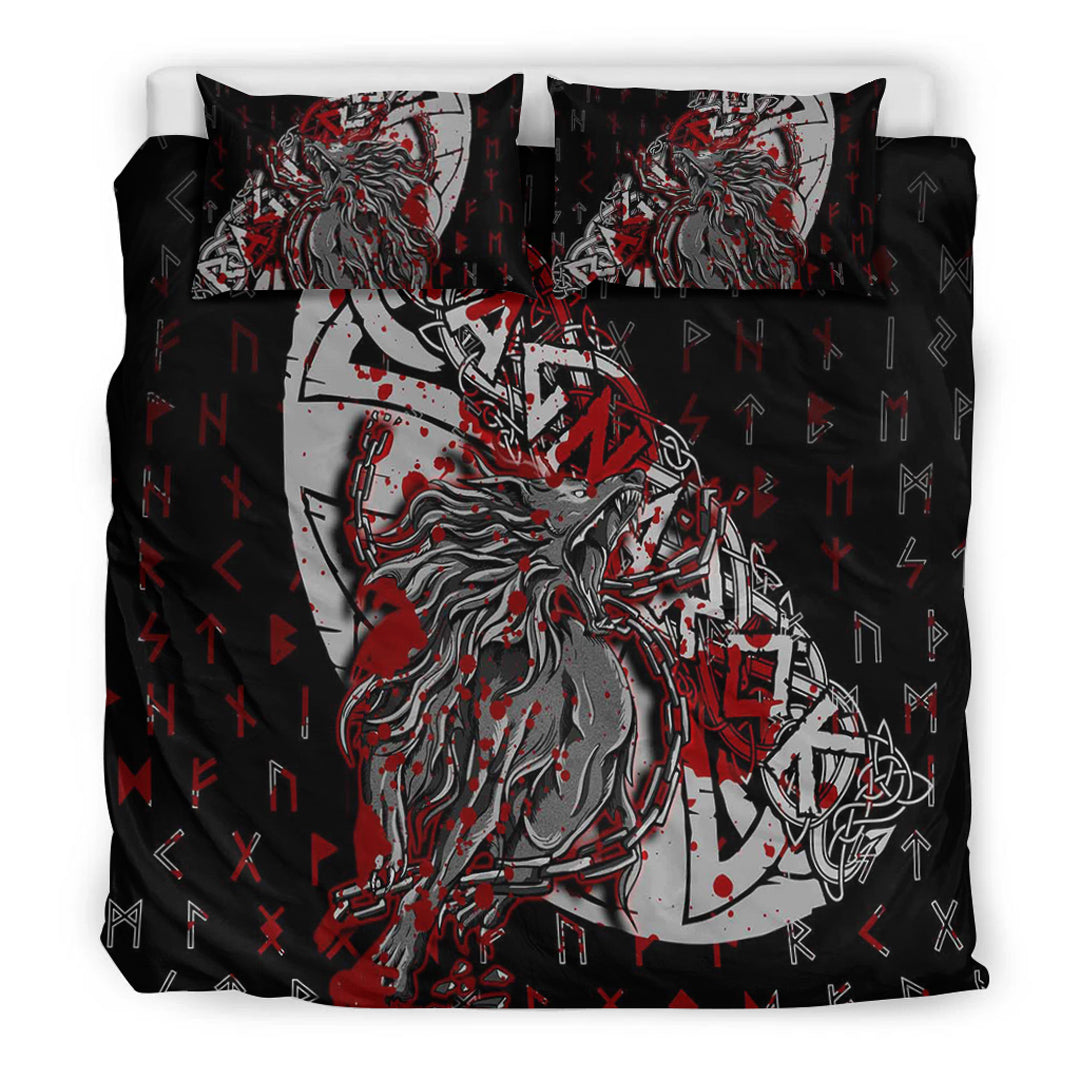 Viking Bedding Set Fenrir Ragnarok Blood