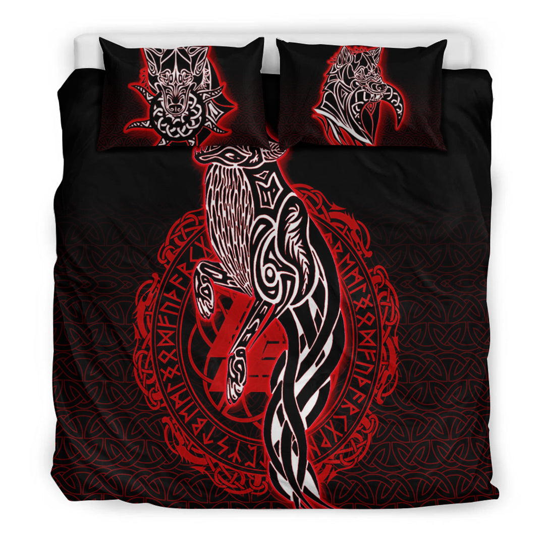 Viking Bedding Set Wolf Viking Red