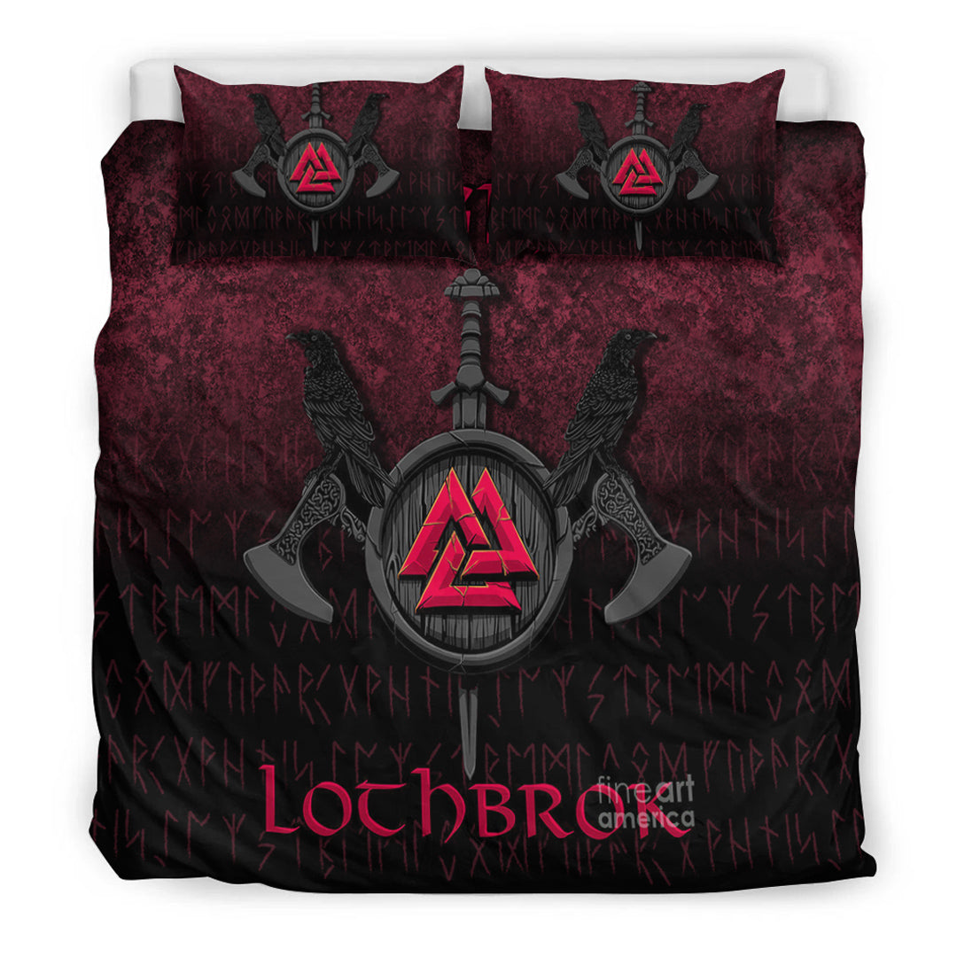 Viking Bedding Set Ragnar Lothbrok Ragnar Lodbrok Viking Warrior Red Version