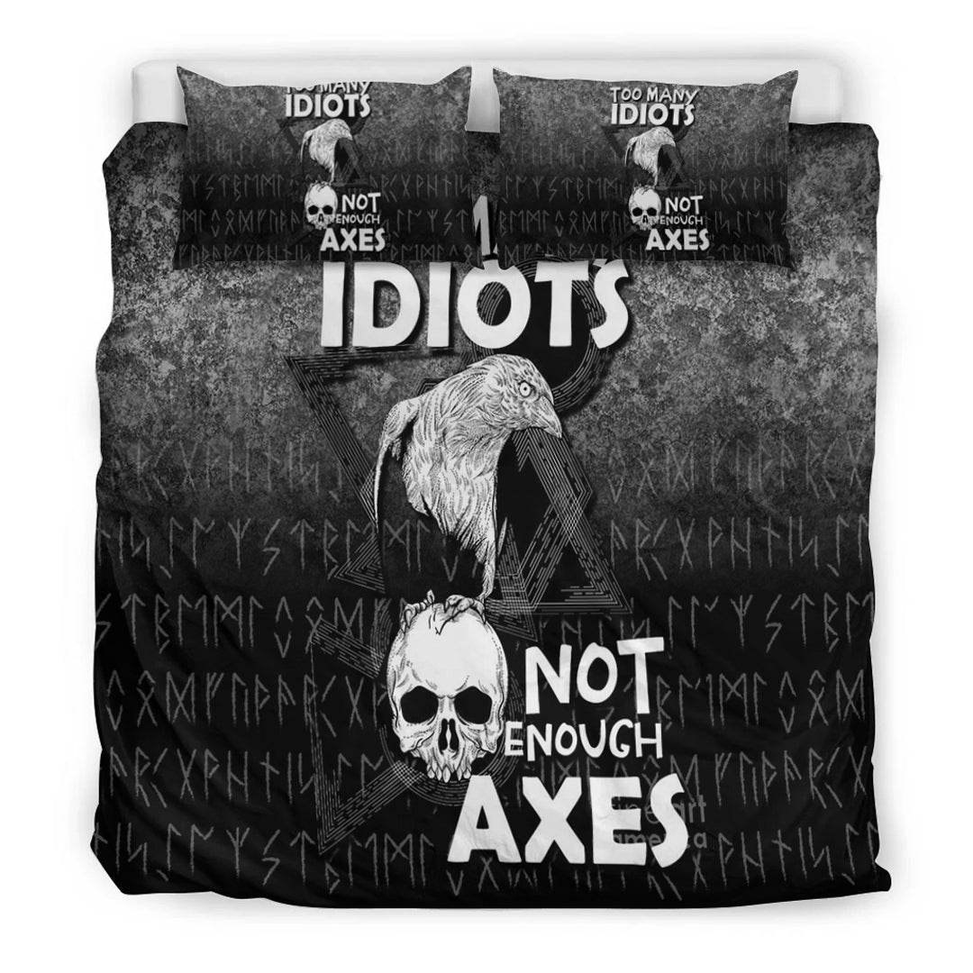 Viking Bedding Set Too Many Idiots Not Enough Axes Style