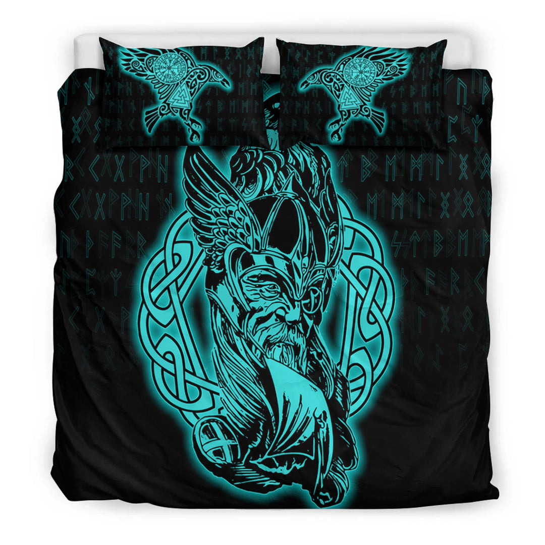 Viking Bedding Set Odin Raven Viking Set Turquoise